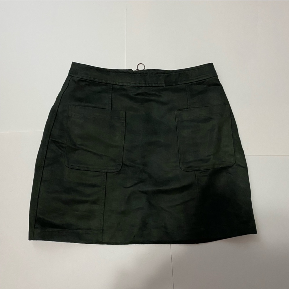 Dark Green Mini Skirt with Pockets